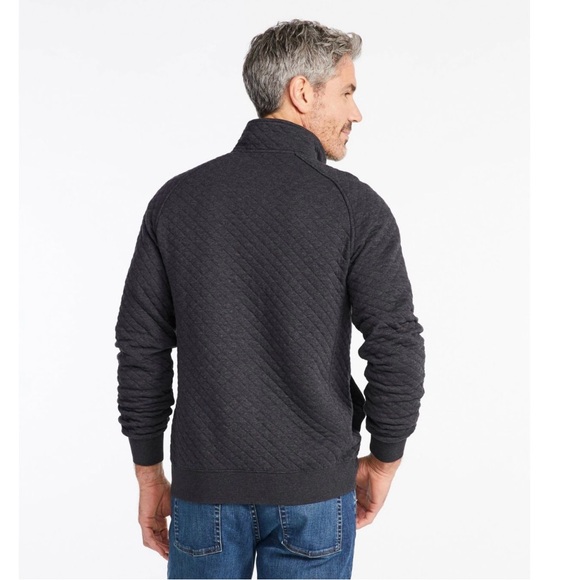 L.L. Bean Men’s Quilted Sweatshirt, Size M, Mockneck, Dark Charcoal Heather - Picture 10 of 10